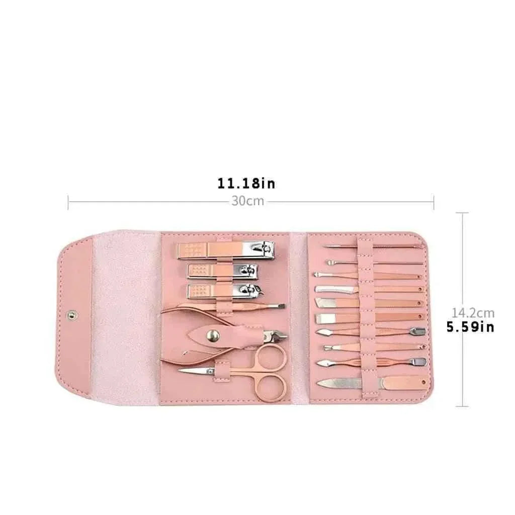 16-piece manicure pedicure set with case