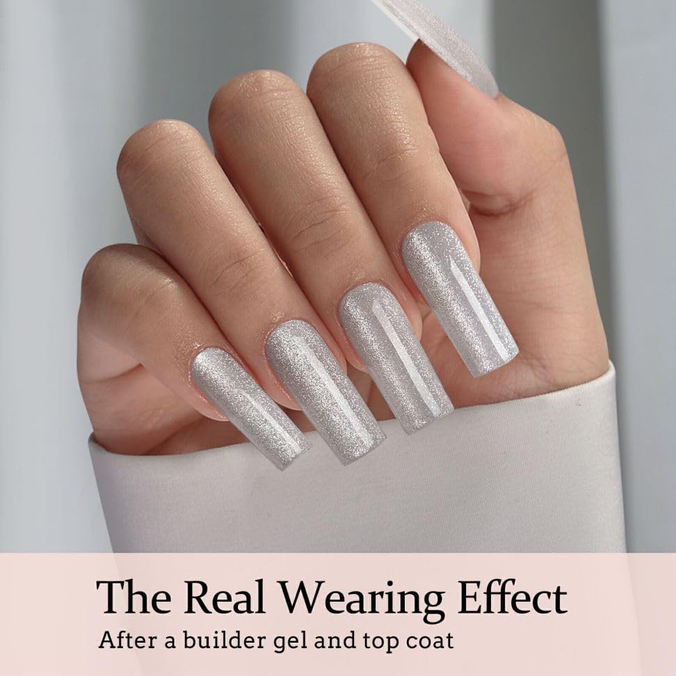 BTArtboxnails XCOATTIPS Cat Eye Nails - Top Coat Needed Glitter Press On Nails Long, Soft Gel Square Fake Nails, Soak Off Acrylic Nails Glue On Nails In 15 Sizes - 150 Nail Extension Set