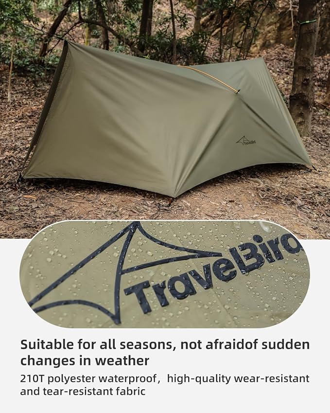 Camping Tent Tarp Waterproof, Ultralight Hammock Rain Fly, Portable Rain Tarp Canopy with Doors, Multifunctional Bushcraft Tarp for Outdoor Backpacking Hiking, UV Protection