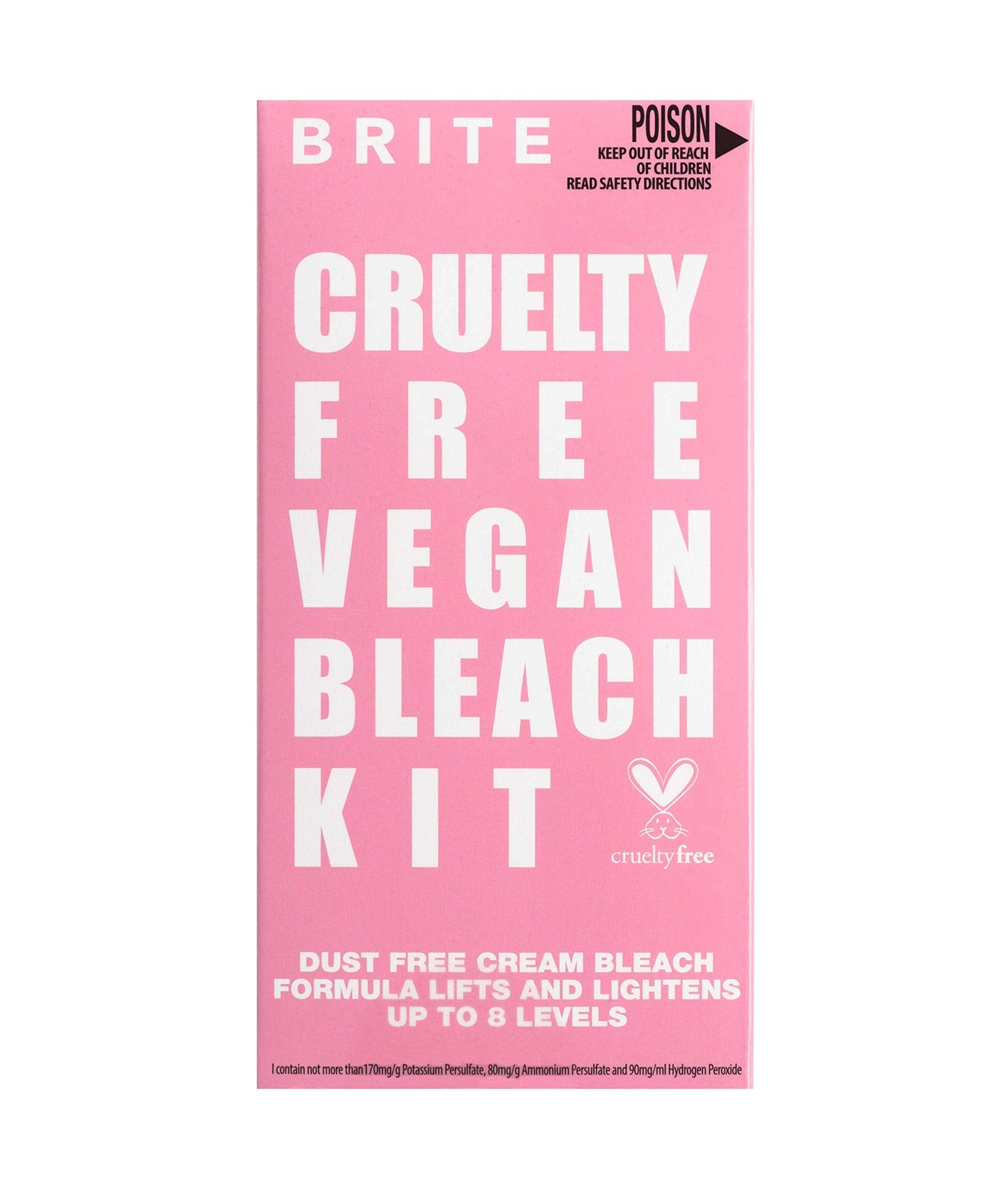 BRITE Vegan Hair Bleach Kit with Easy to Apply Dust-Free Cream - Up to 8 Levels Lighter & Suitable for All Hair Types - Includes Developing & Lightening Cream with Protective Gloves