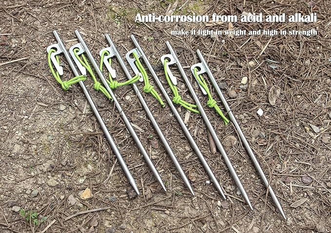Boundless Voyage 6pcs Titanium Alloy Tent Pegs Outdoor Camping Awning Tent Stakes Lightweight Hiking Climbing Tent Nail Ti4014P