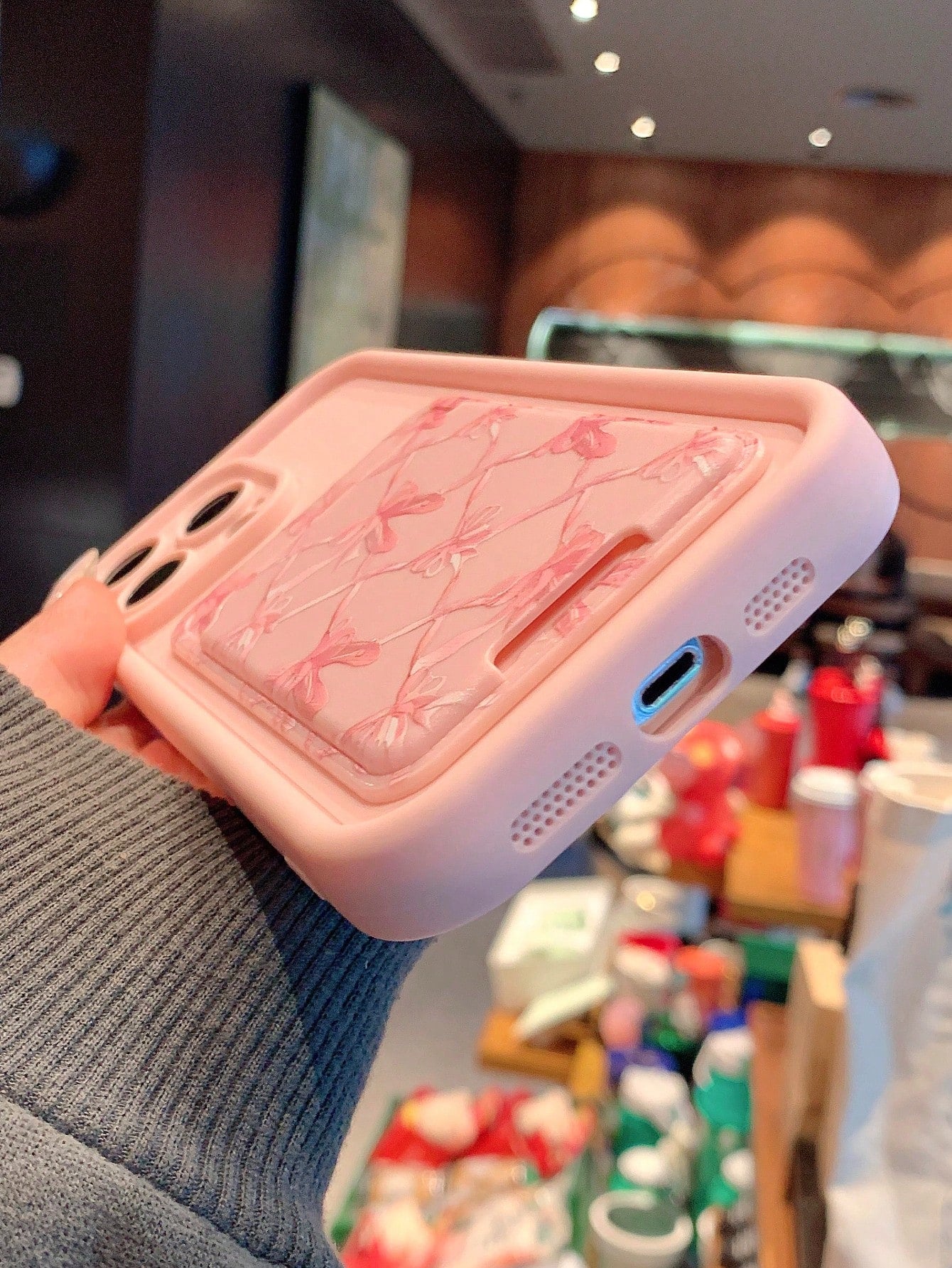 Pink Heart Card Slot iPhone Case
