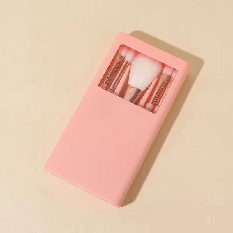 5pcs Mini Complete Function Cosmetic Brushes Kit ,Easy-taken Travel Makeup Brush Set, Two styles to choose from (with mirror)