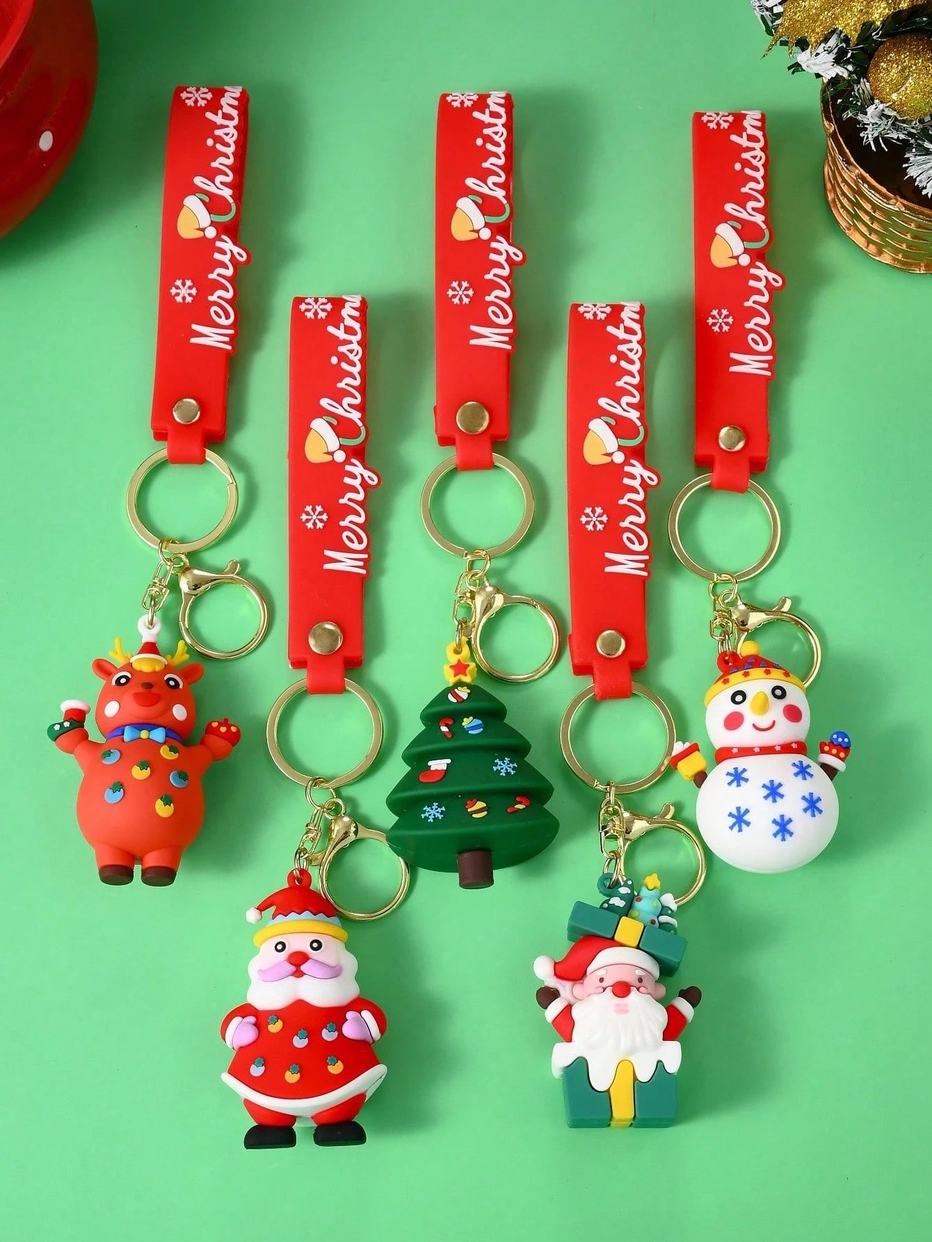 1-5pcs Christmas Holiday Keychains