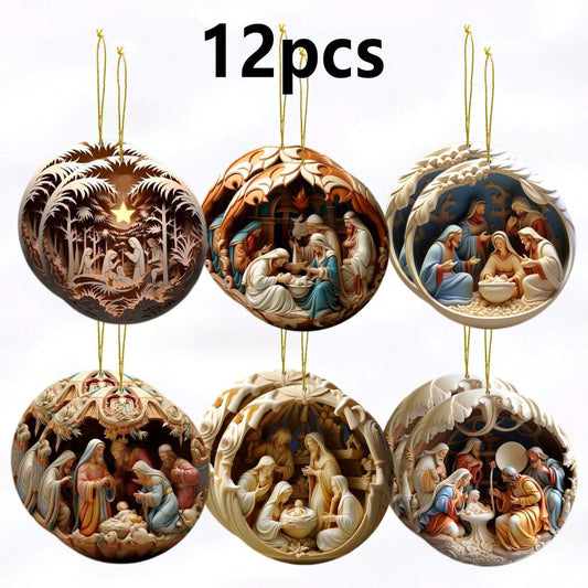 12-Piece Wooden Nativity Scene