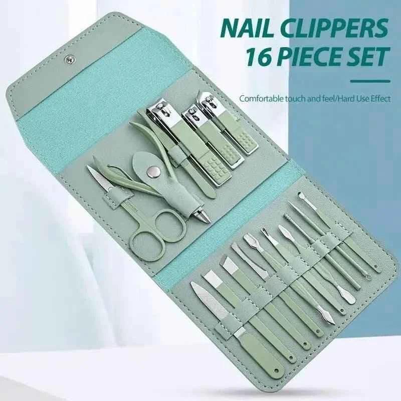 16-piece manicure pedicure set with case