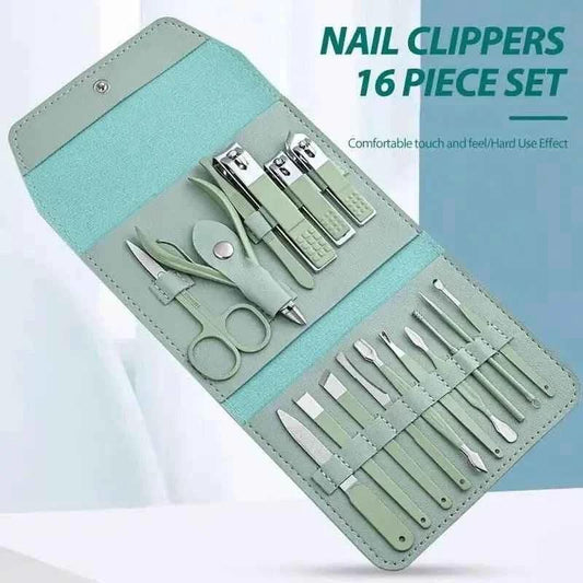 16-piece manicure pedicure set with case