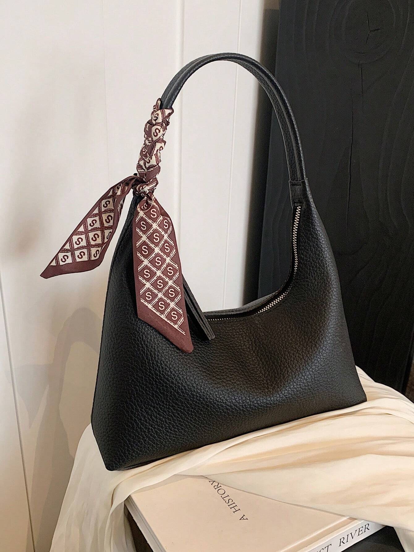 Minimalist Shoulder Bag With Scarf