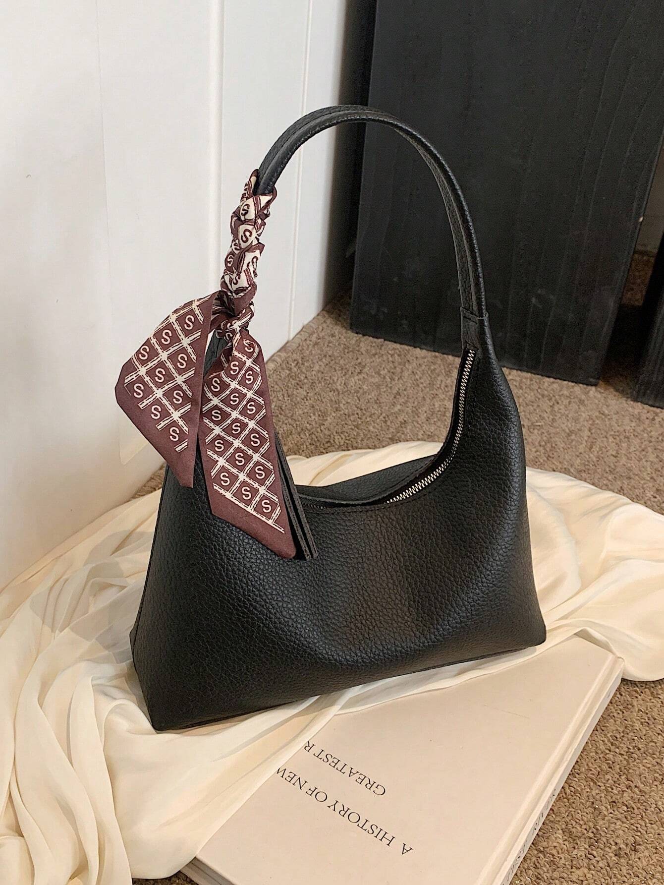 Minimalist Shoulder Bag With Scarf