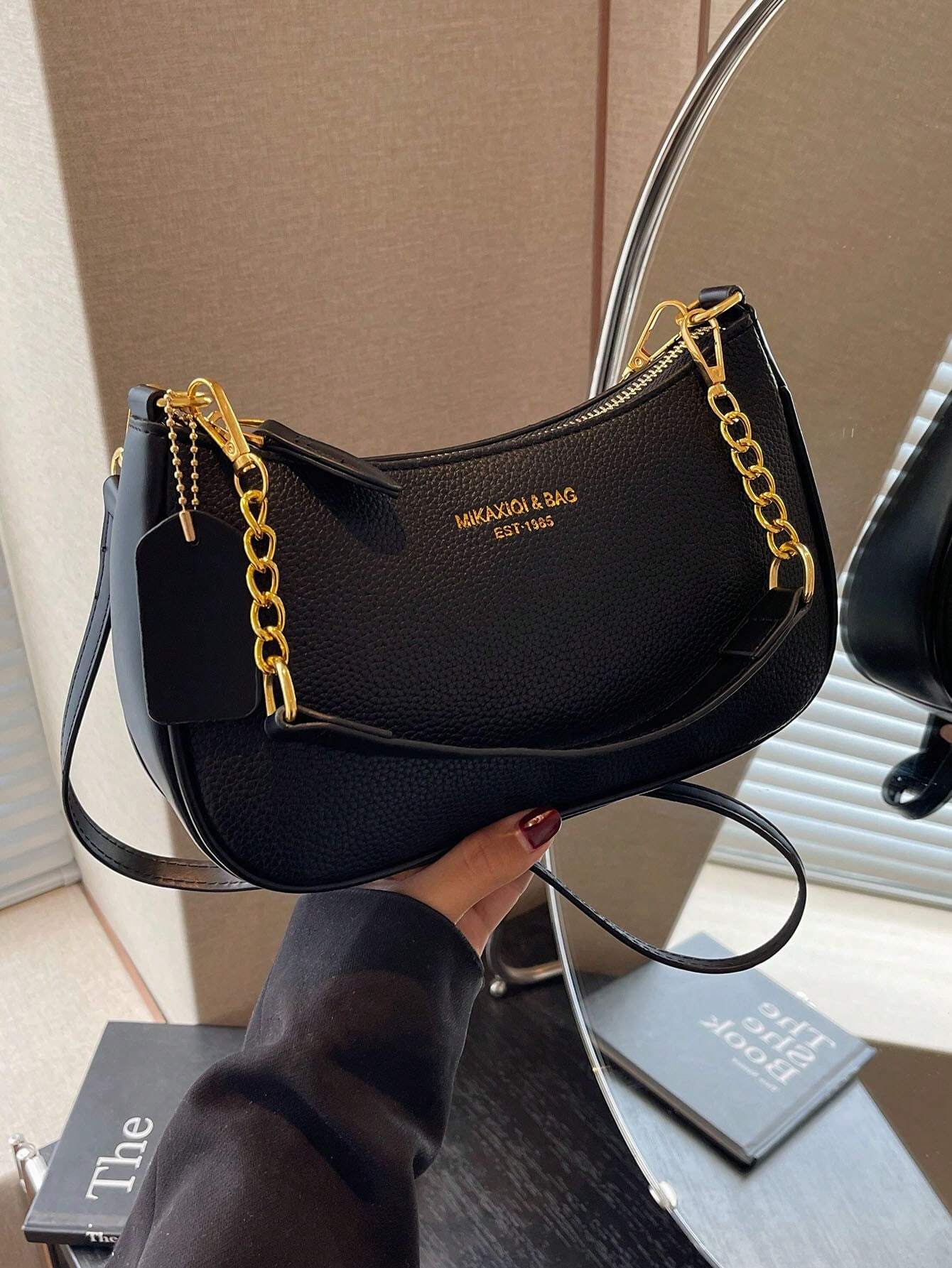 Solid PU Leather Crossbody Bag