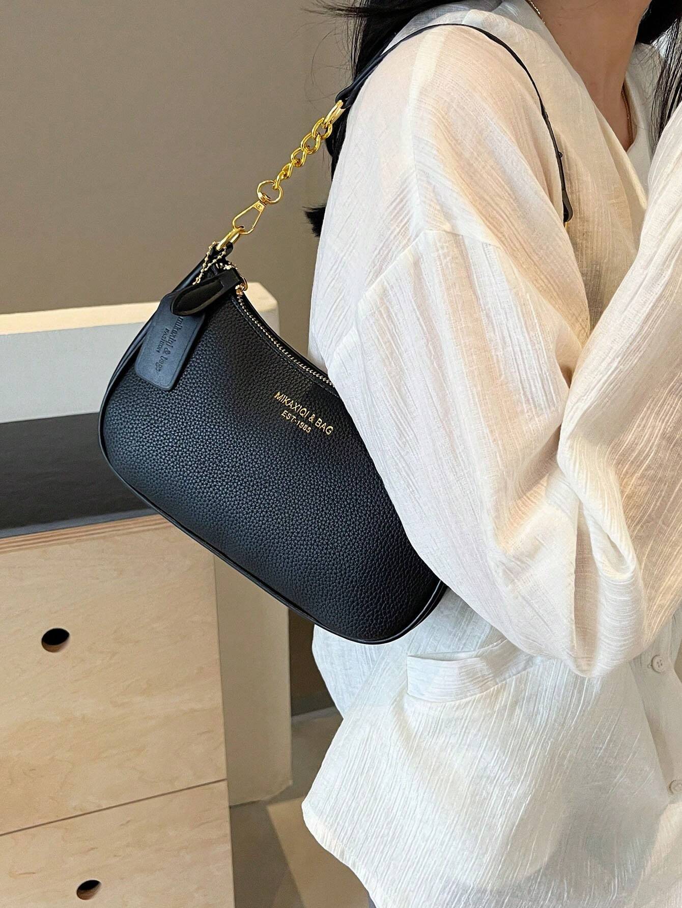 Solid PU Leather Crossbody Bag