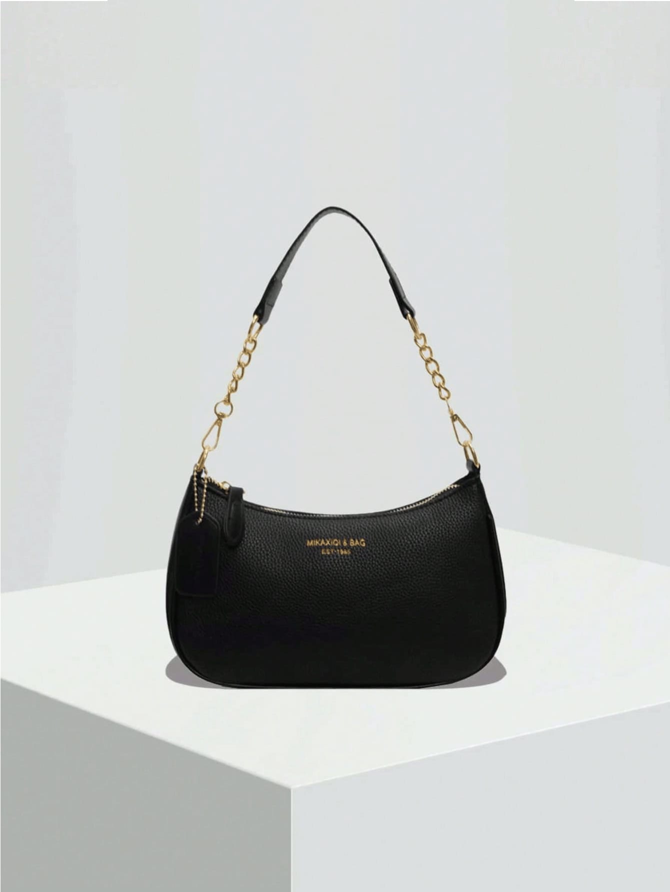 Pink PU Crescent Shoulder Bag