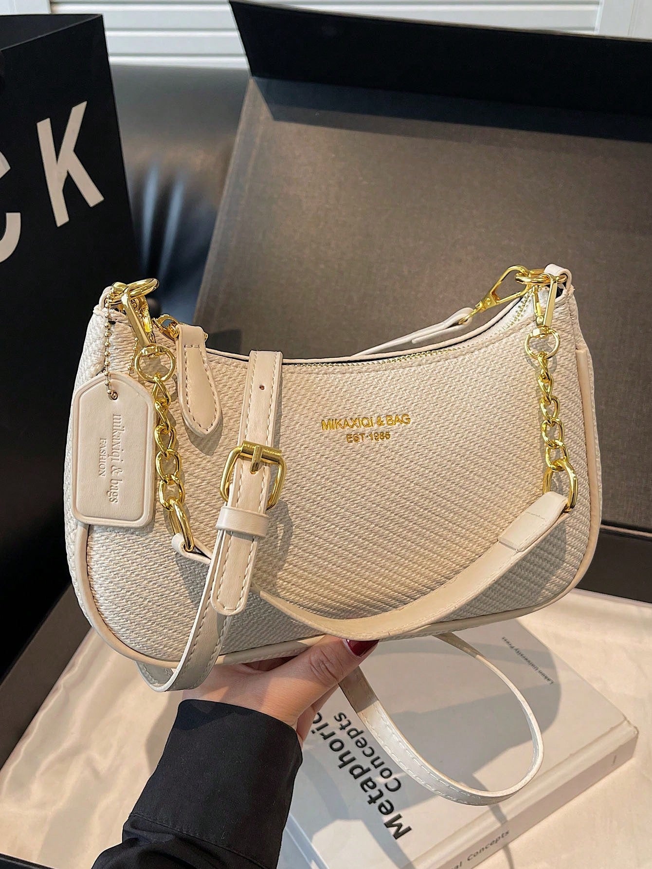 Solid PU Leather Crossbody Bag