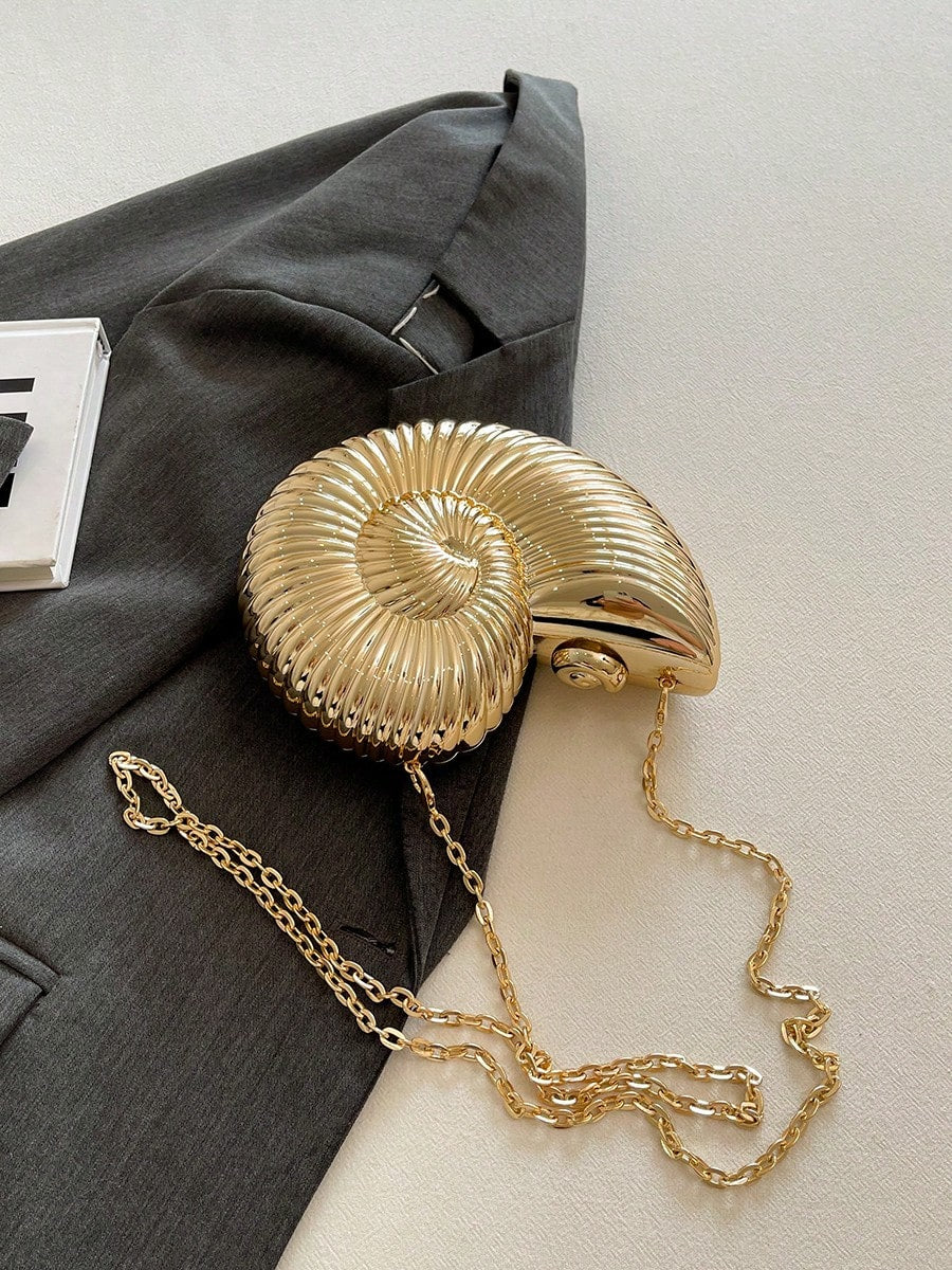 Glittery Wave Pattern Chain Bag