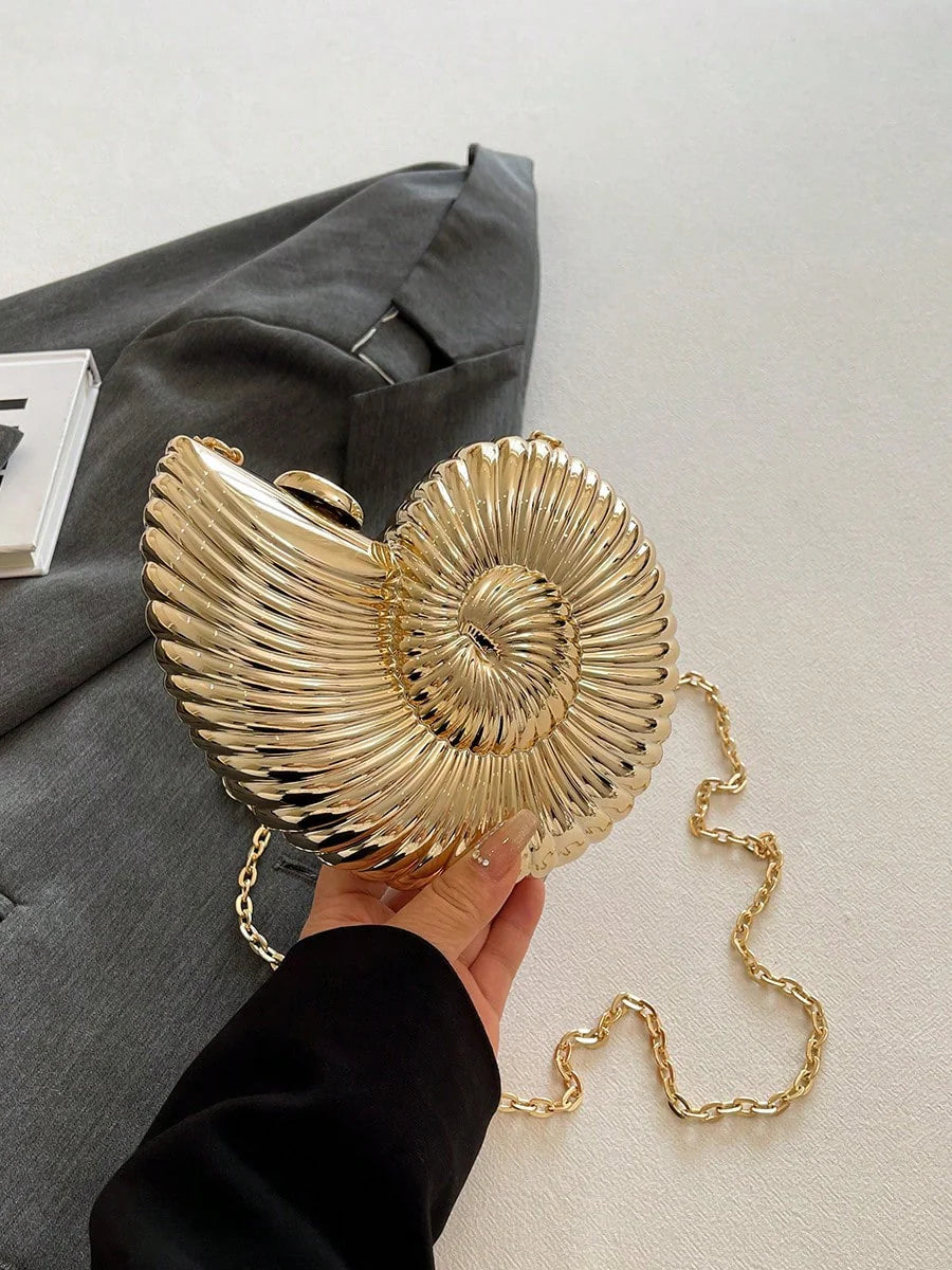 Glittery Wave Pattern Chain Bag