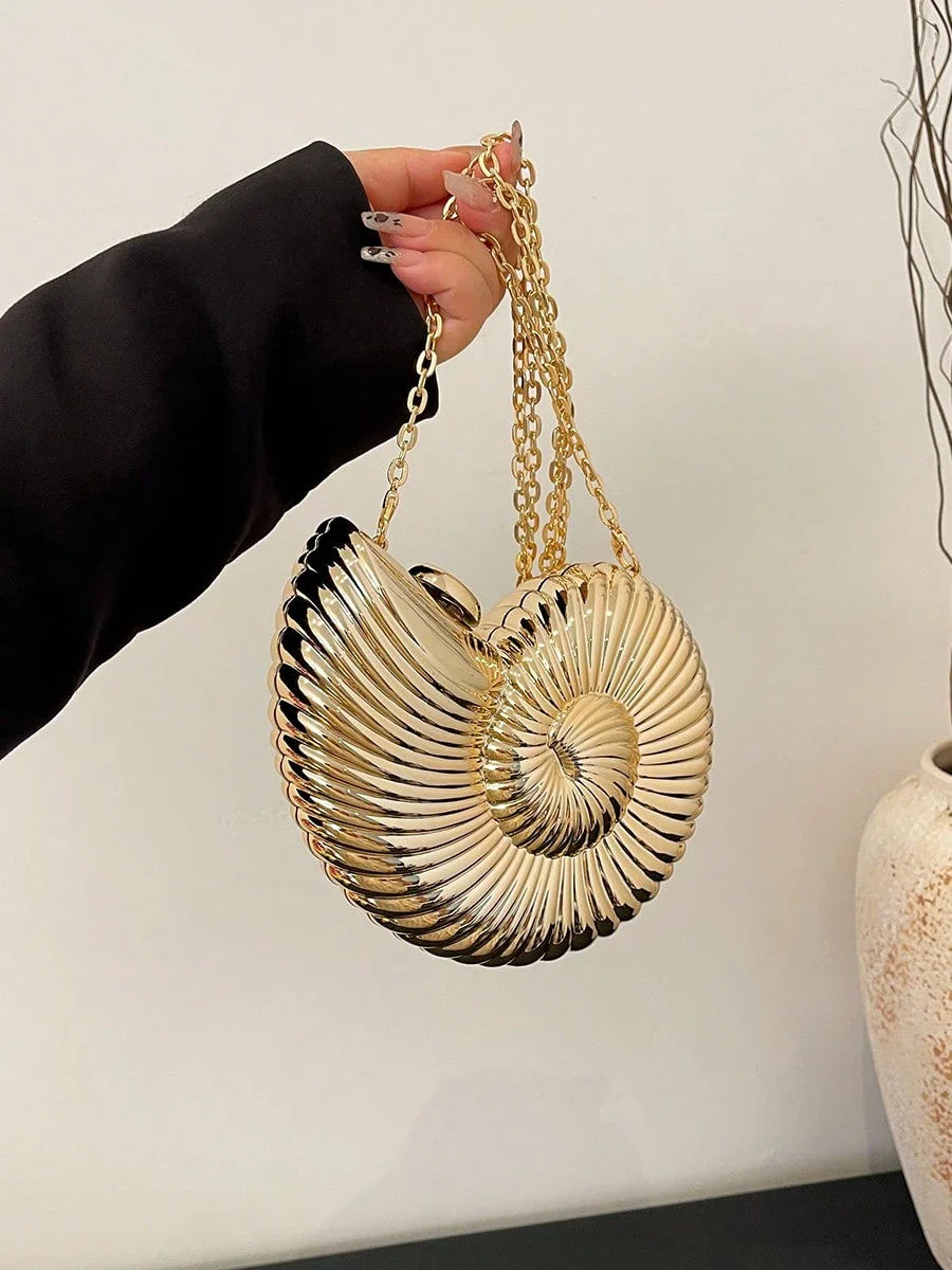 Glittery Wave Pattern Chain Bag