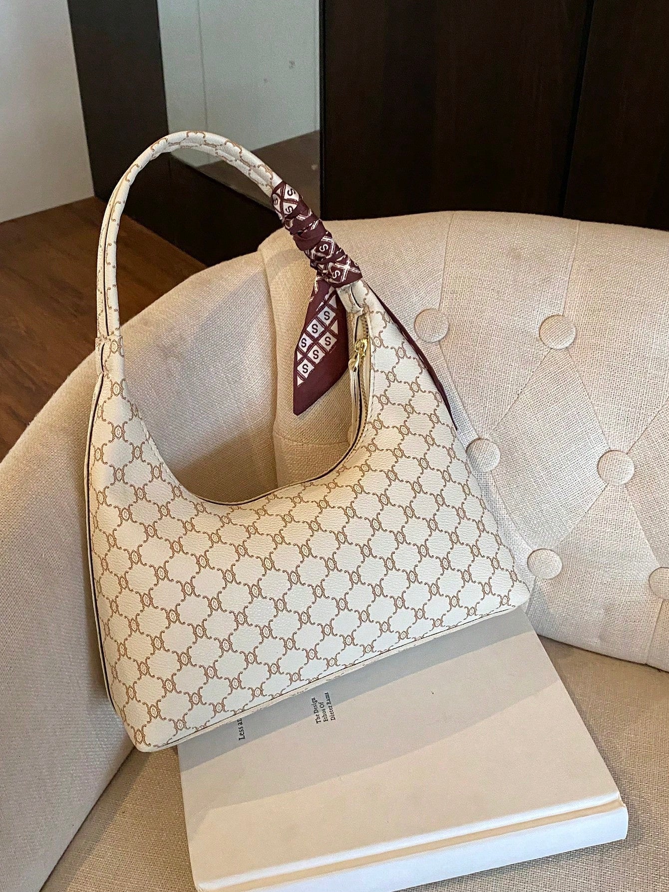 Minimalist Shoulder Bag With Scarf