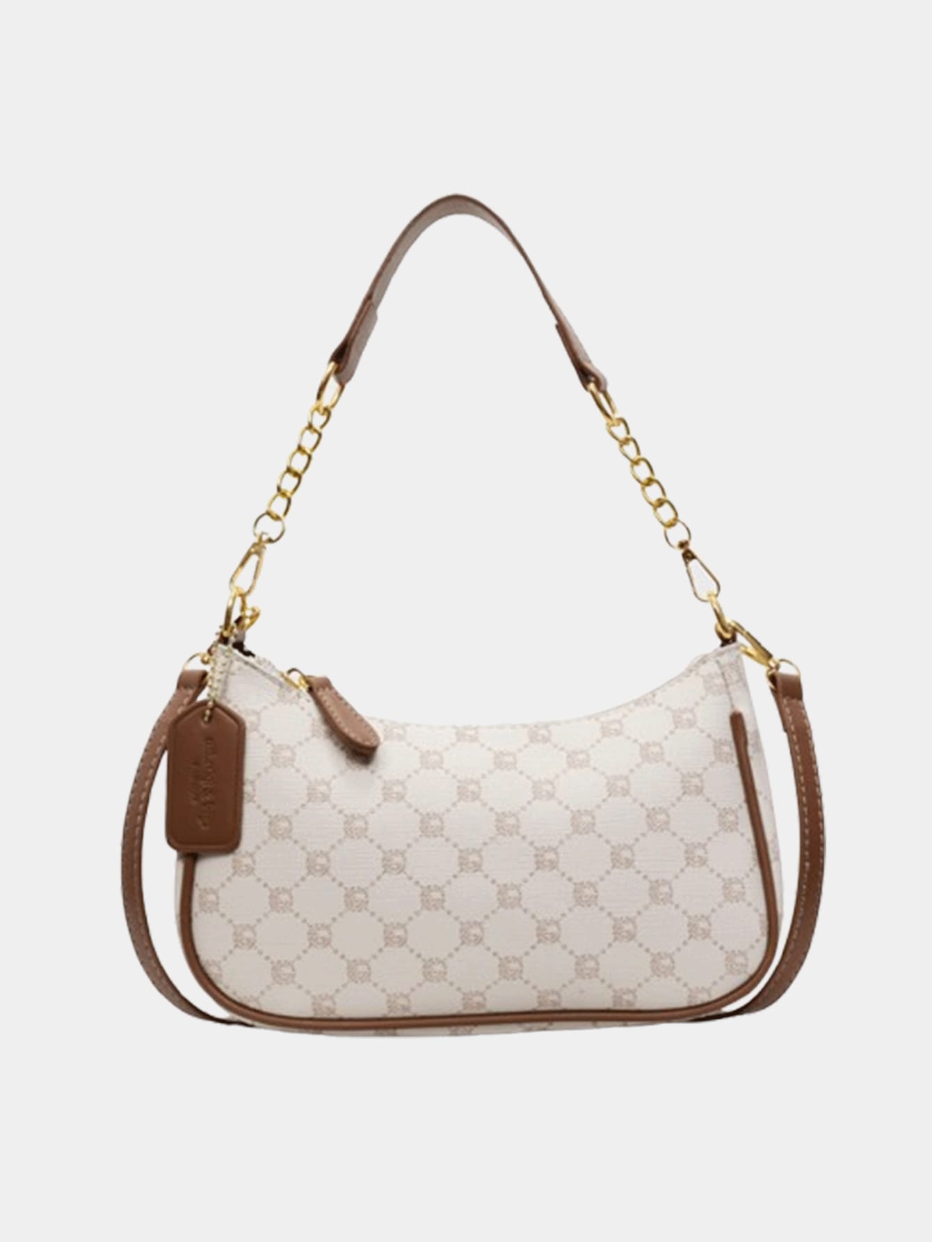 Pink PU Crescent Shoulder Bag