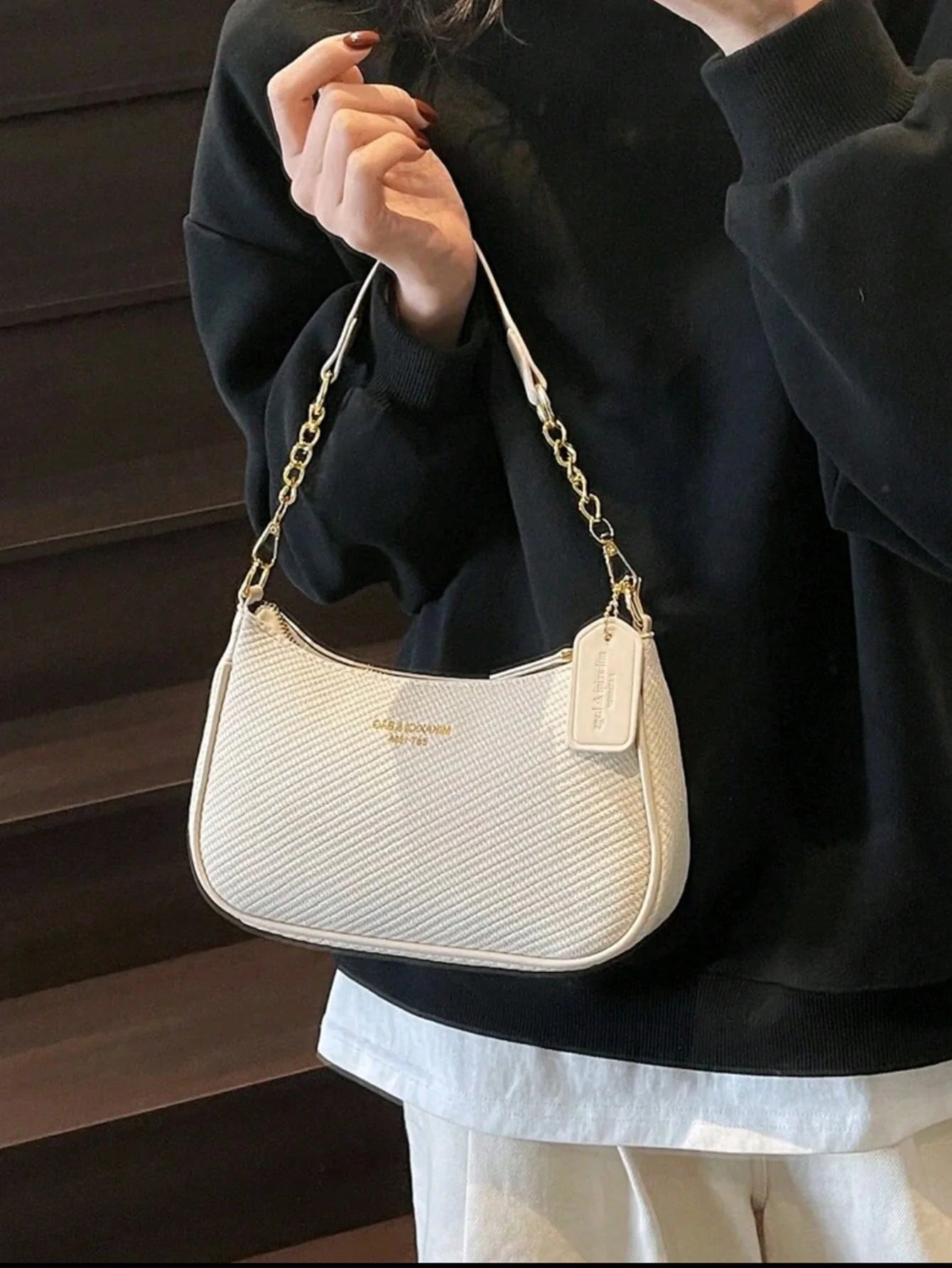 PU M Letter Shoulder Bag