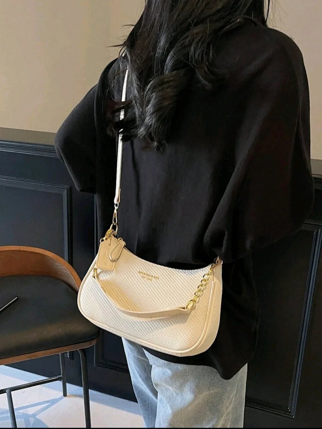 PU M Letter Shoulder Bag