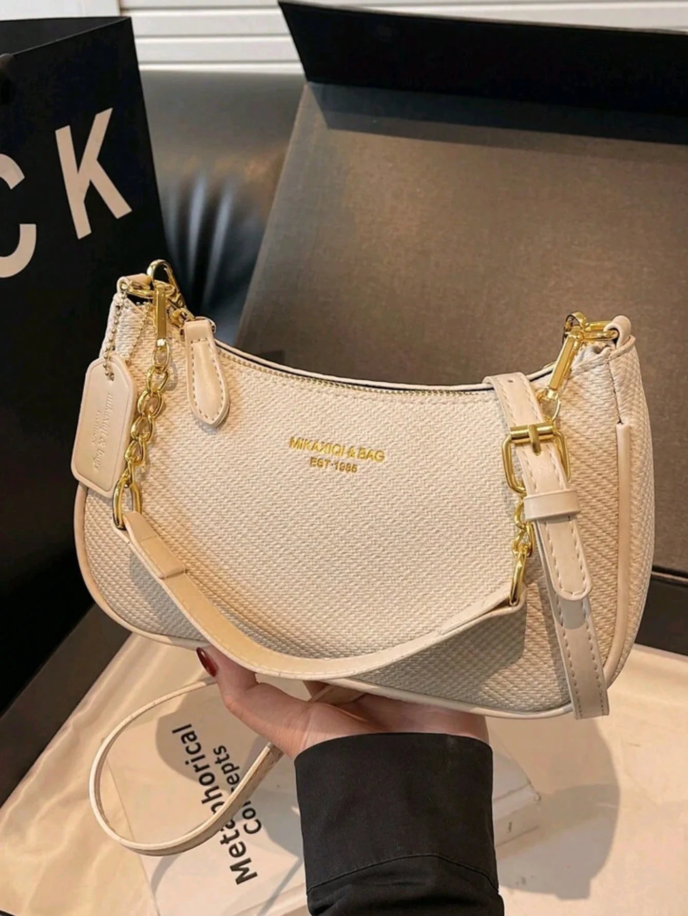 PU M Letter Shoulder Bag