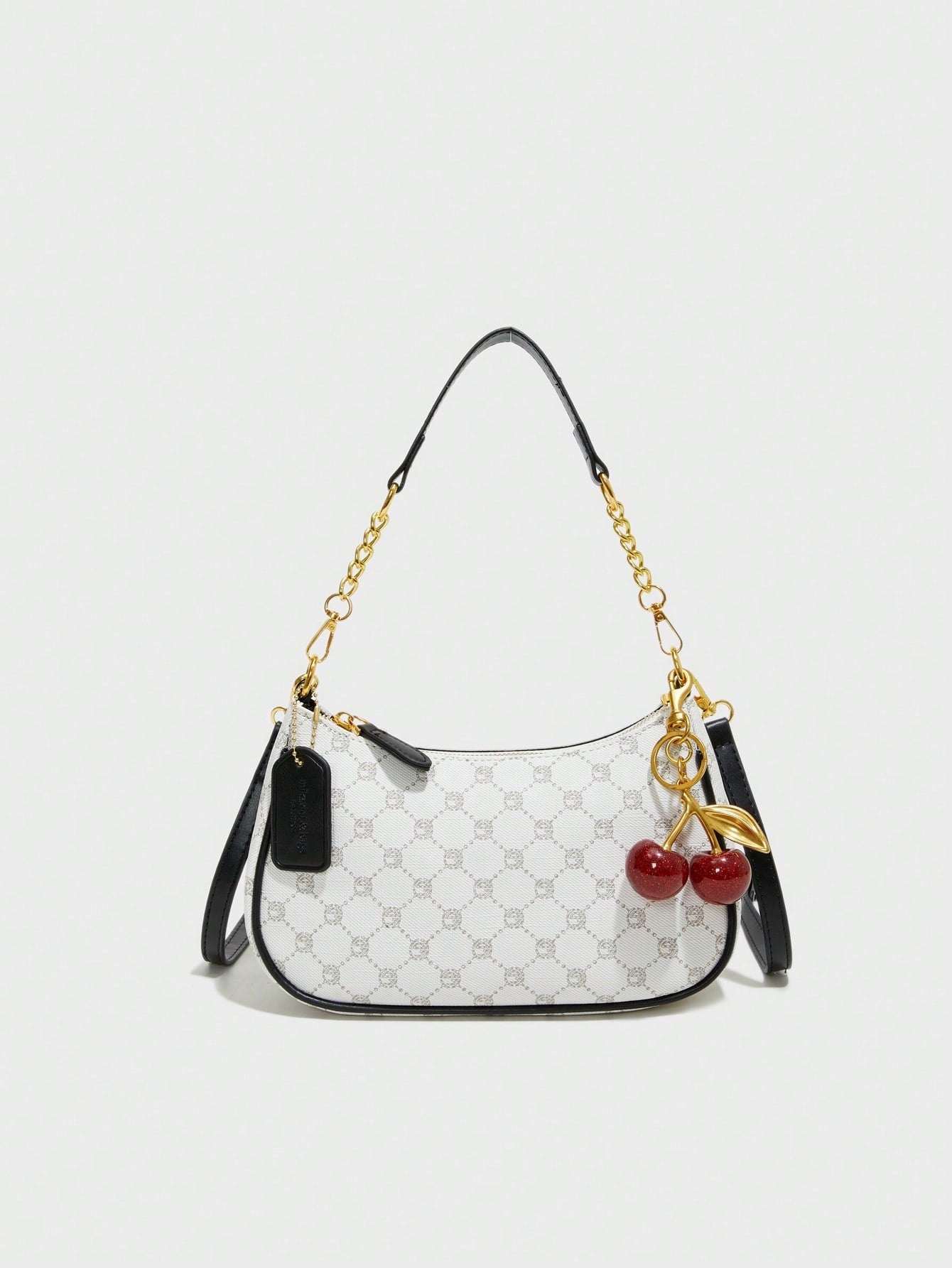 Pink PU Crescent Shoulder Bag