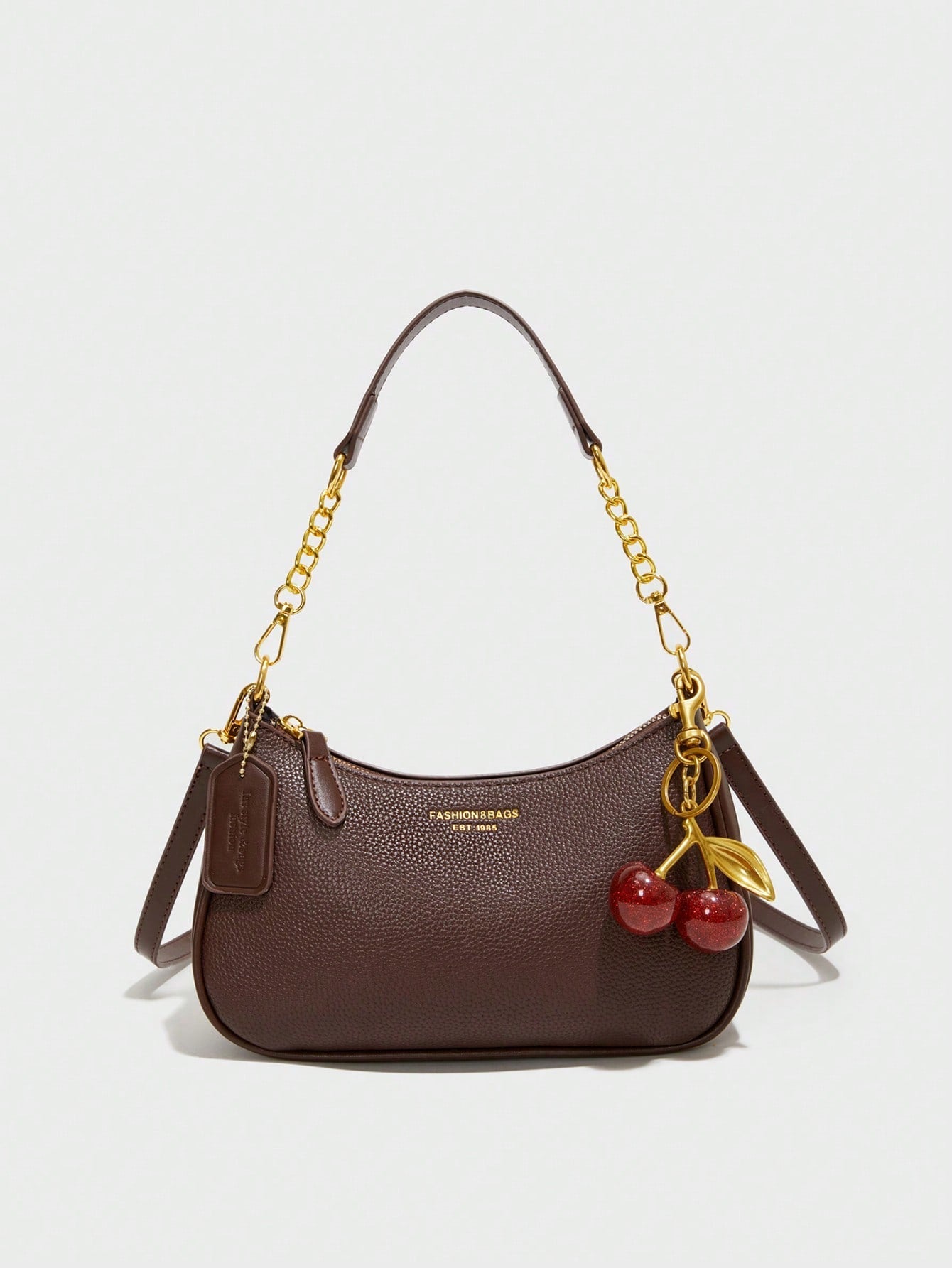 Pink PU Crescent Shoulder Bag