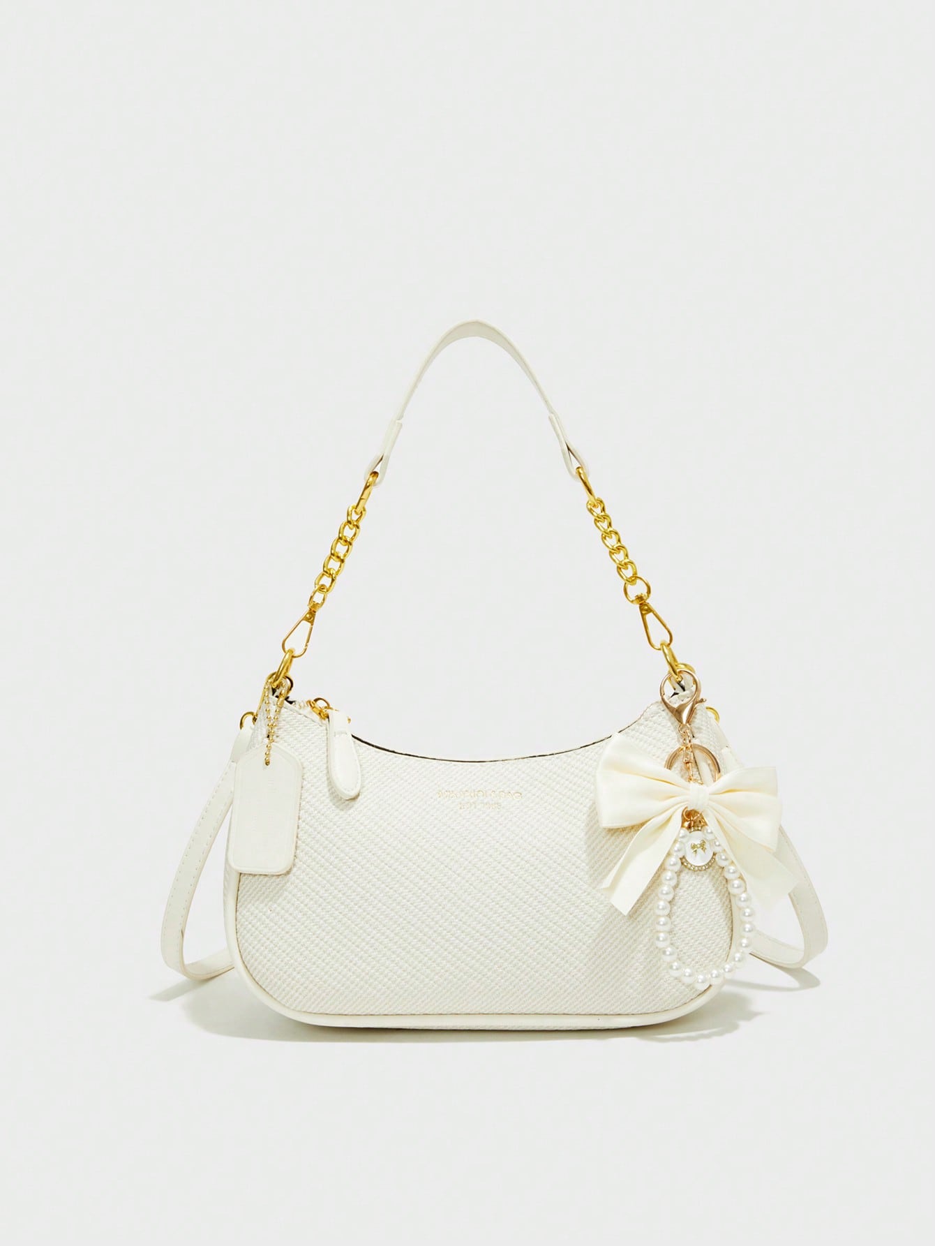 Pink PU Crescent Shoulder Bag