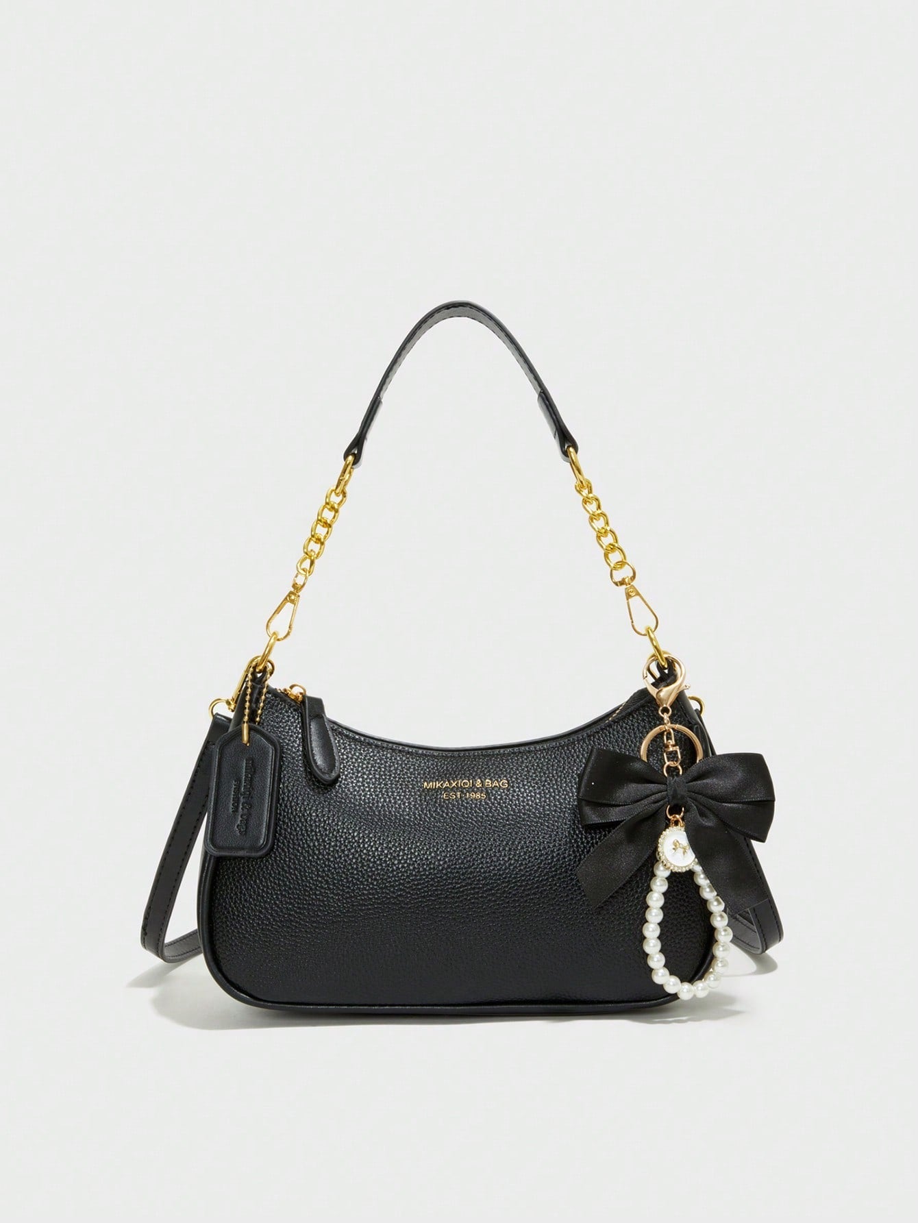 Pink PU Crescent Shoulder Bag