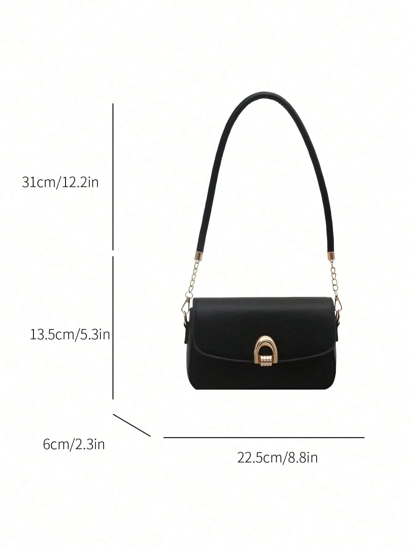 Solid Color Metal Shoulder Bag