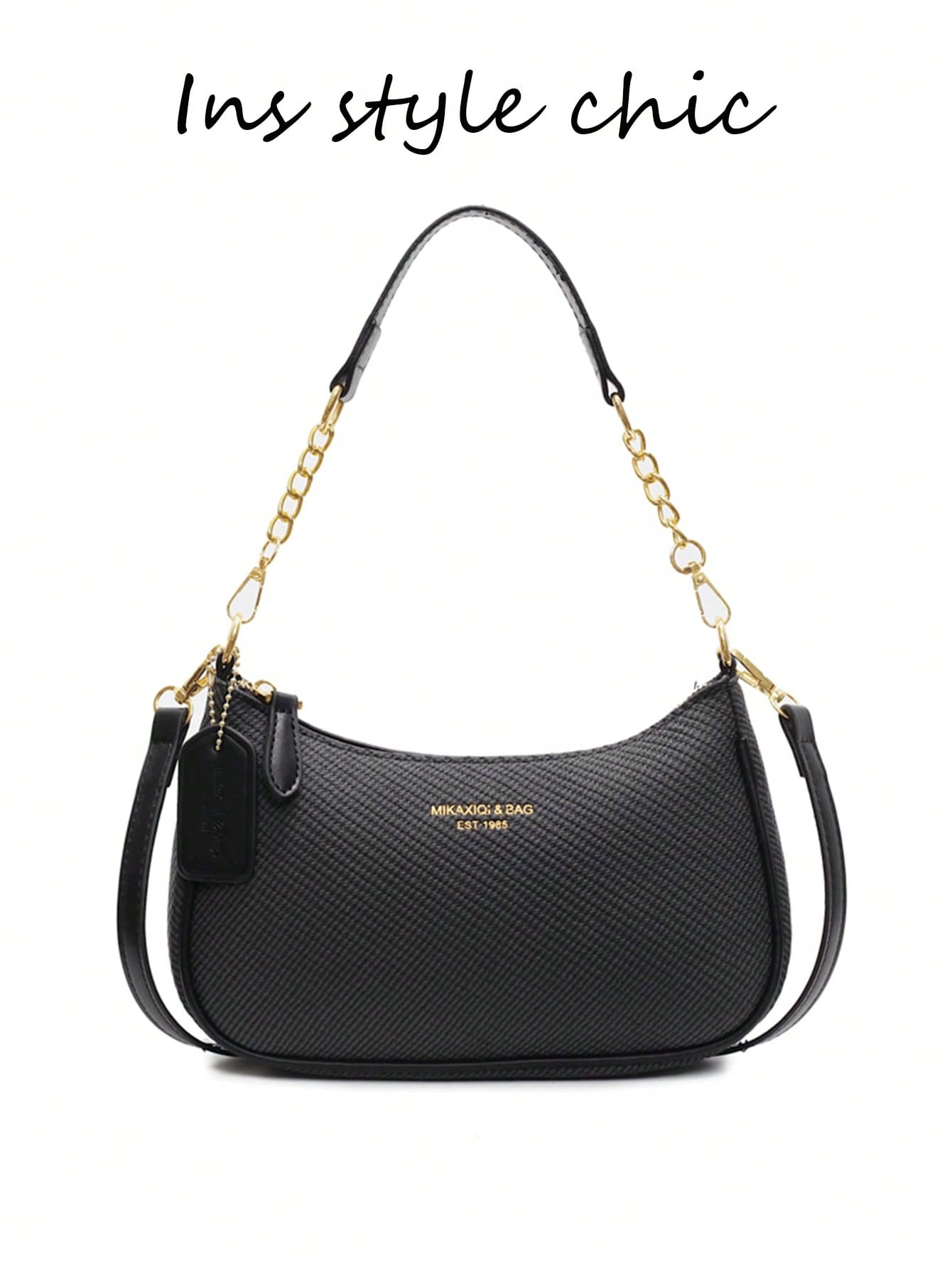 Pink PU Crescent Shoulder Bag