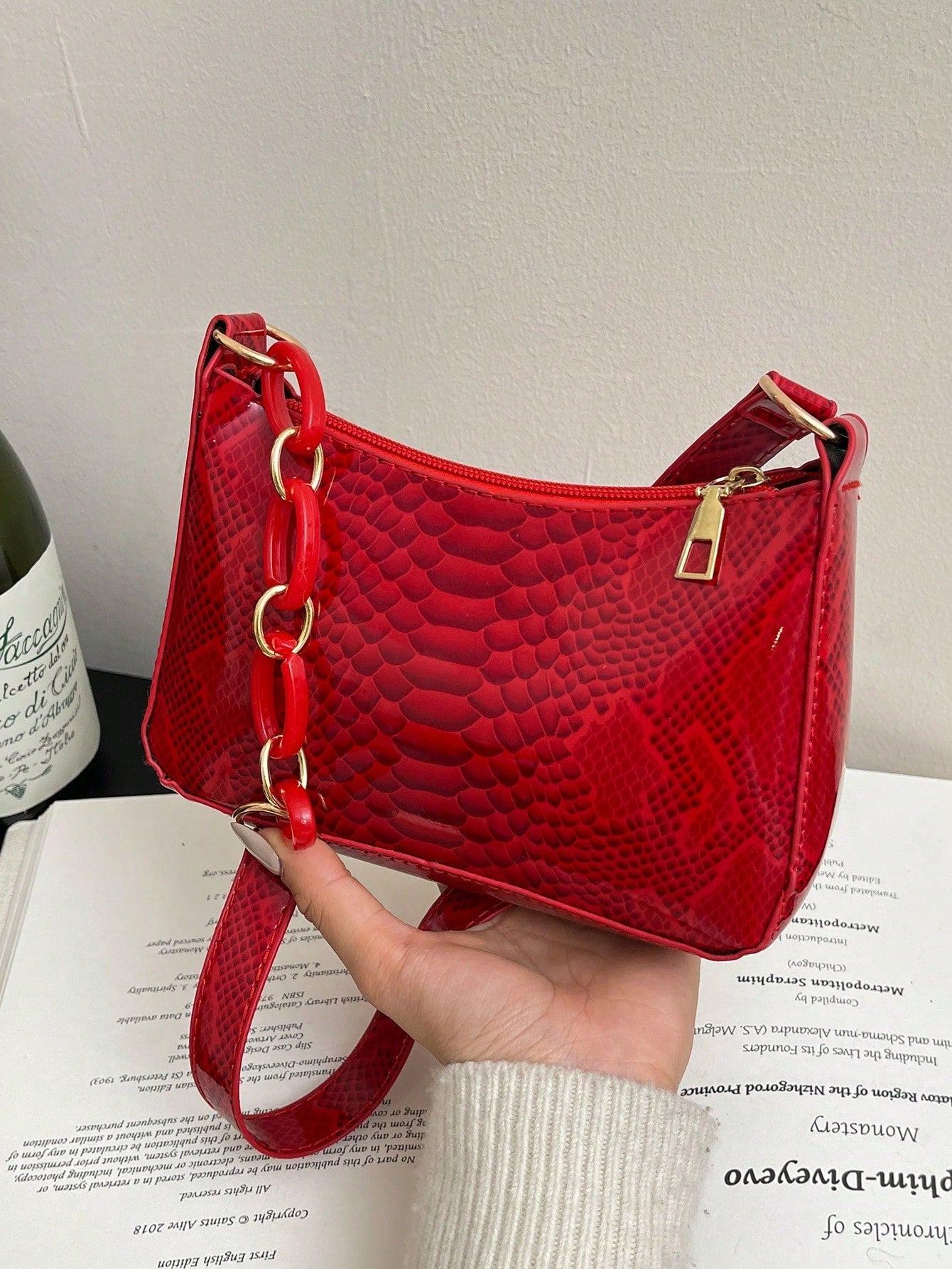 PU Cherry Pendant Shoulder Bag