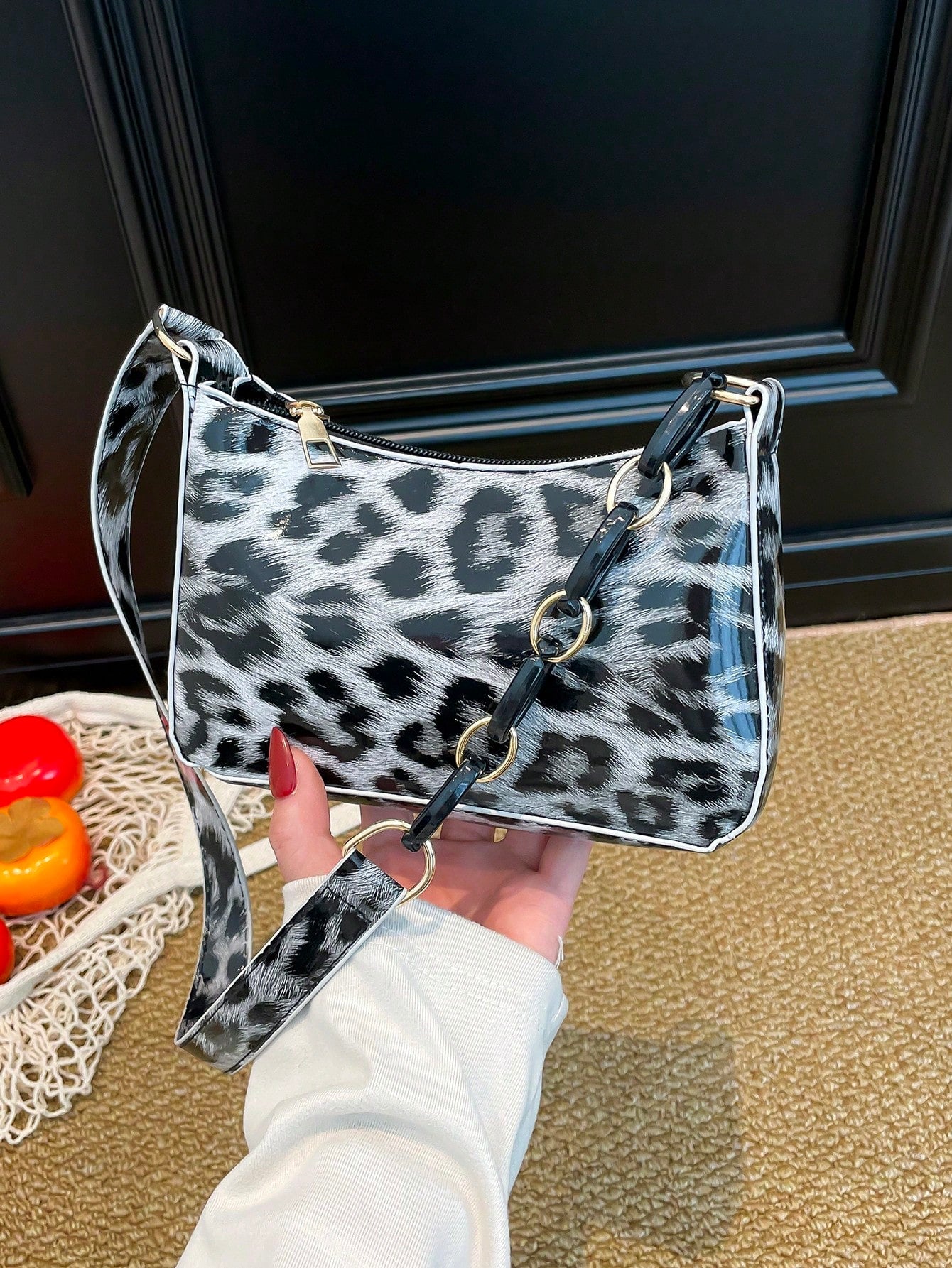 PU Cherry Pendant Shoulder Bag