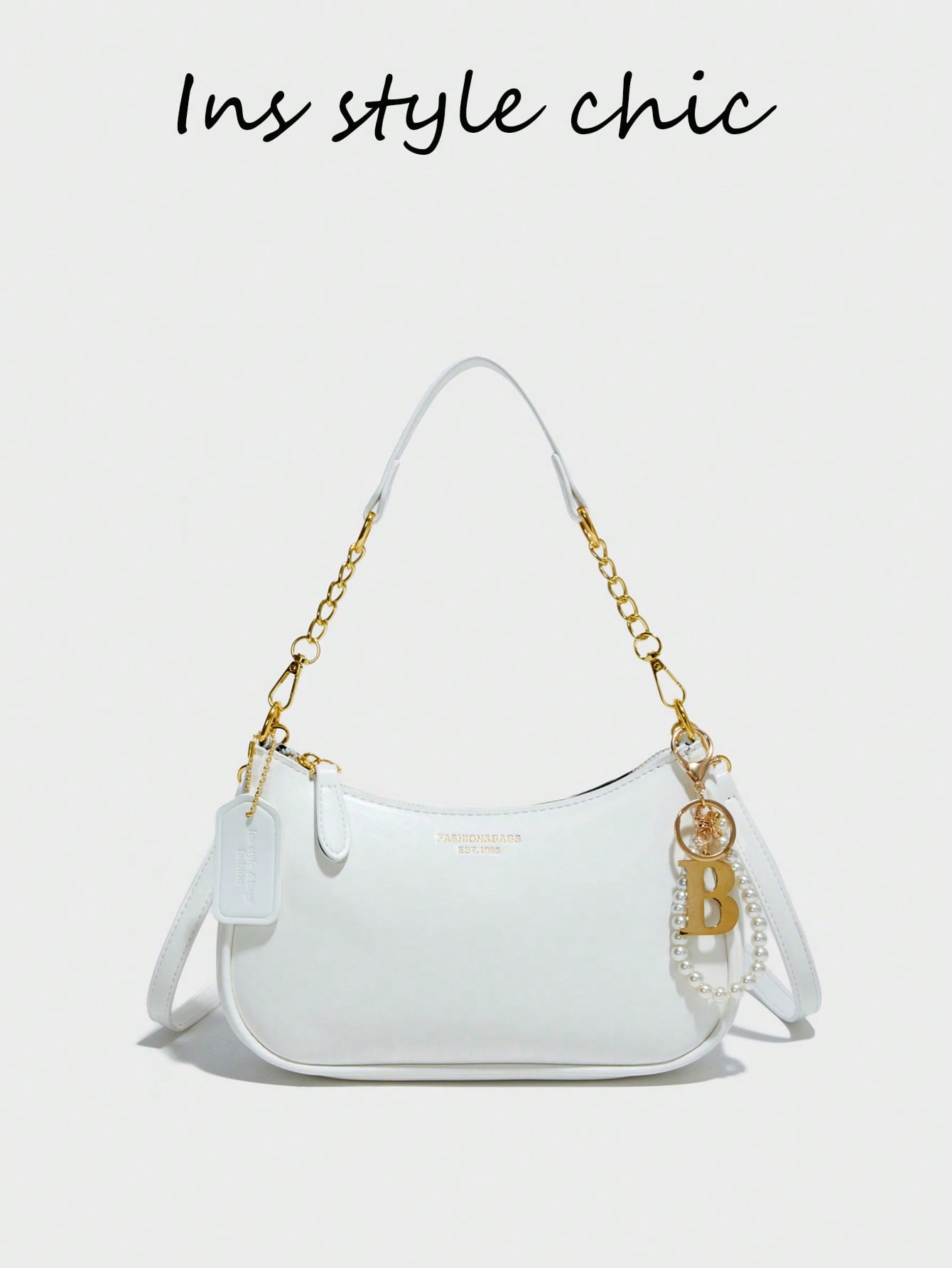 Pink PU Crescent Shoulder Bag