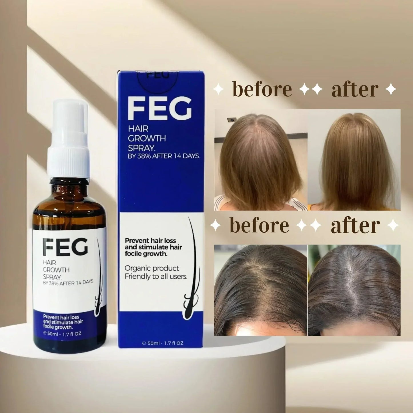 FEG Plus Hair Growth Serum Spray – (For Men and Women)