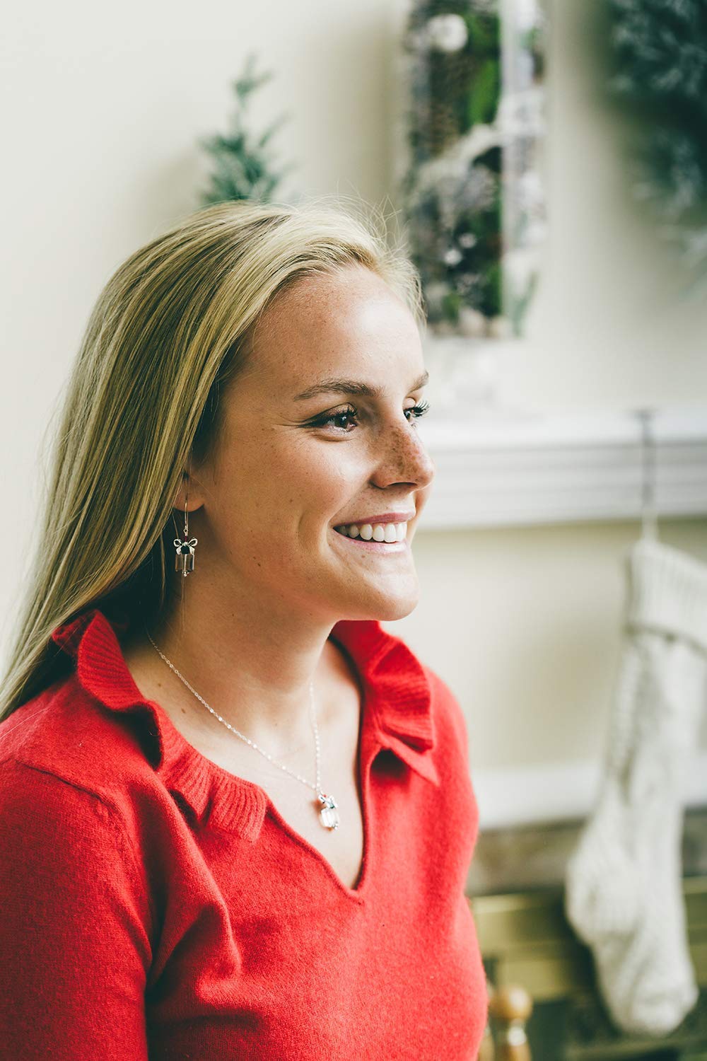 Designed By Stacey Handmade Sparkly Glass Crystal Earrings, Silver Plated Christmas Present Charm Dangly Drop Earrings, Elegant Gifts for Women, Christmas in July Jewelry, Winter Birthday, Holiday