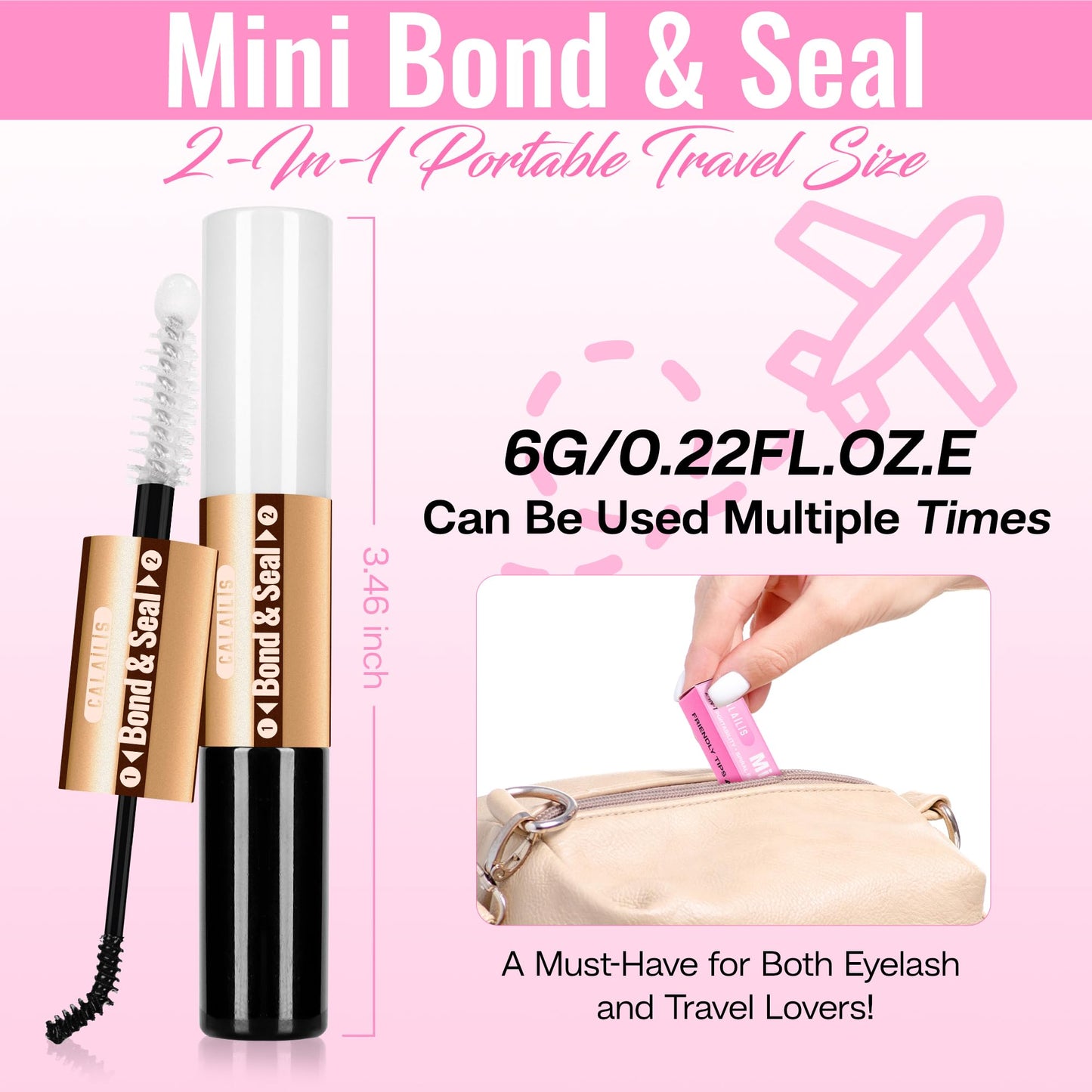 CALAILIS Lash Bond and Seal, Cluster Lash Glue for Eyelash Clusters - Strong Hold, Long Lasting 72 Hours - Waterproof, Non-irritating, Latex-Free (2 Pack)