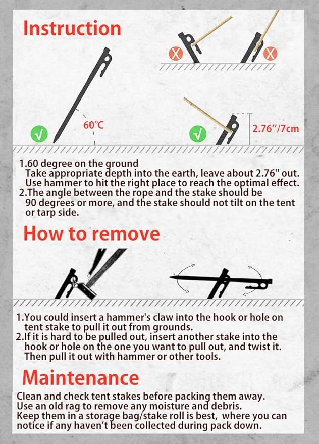CAMPINGMOON 7.87-inch 8pcs Martensitic Stainless Steel 420J2 Hardened Forged Tent Stake Power Peg Ideal for Hard Ground R-20-8P…