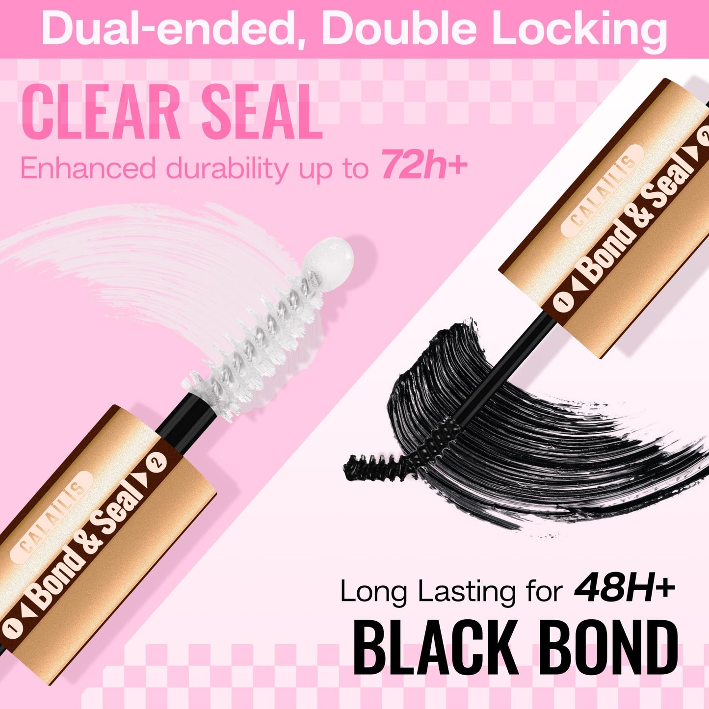 CALAILIS Lash Bond and Seal, Cluster Lash Glue for Eyelash Clusters - Strong Hold, Long Lasting 72 Hours - Waterproof, Non-irritating, Latex-Free (2 Pack)