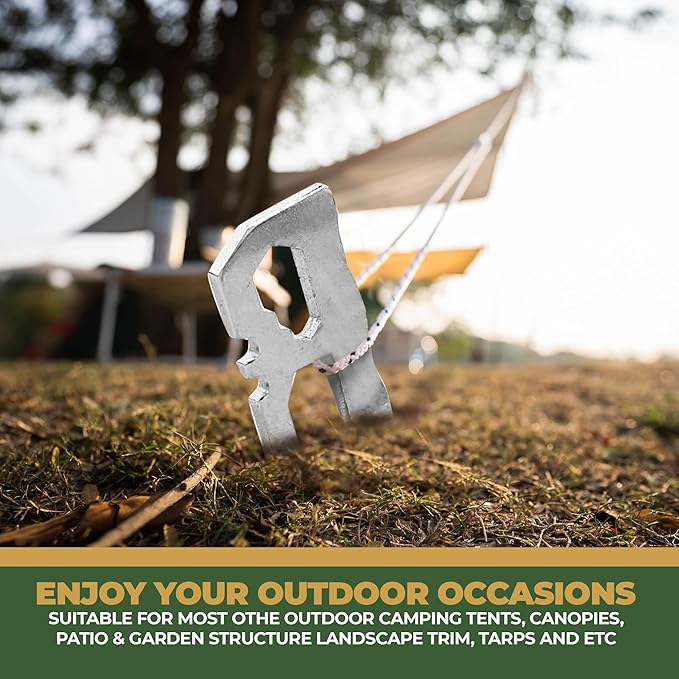 Camping Tent Stakes - Heavy Duty Tent Pegs Outdoor, Metal Tarp Spikes and Inflatable Tent Pole Pins 6 Pack