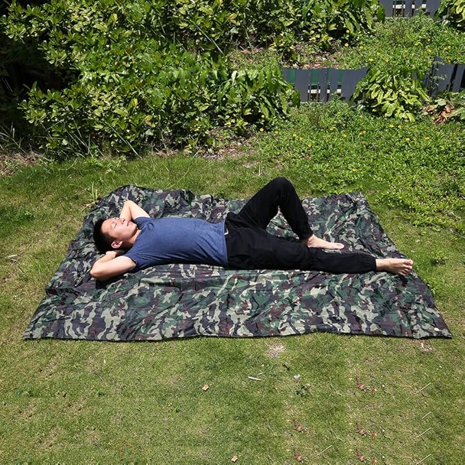 Camouflage Tent Tarp, Portable Rainproof Tent Tarp Camping Tent Tarp Shelter for for Outdoor Hiking Hunting