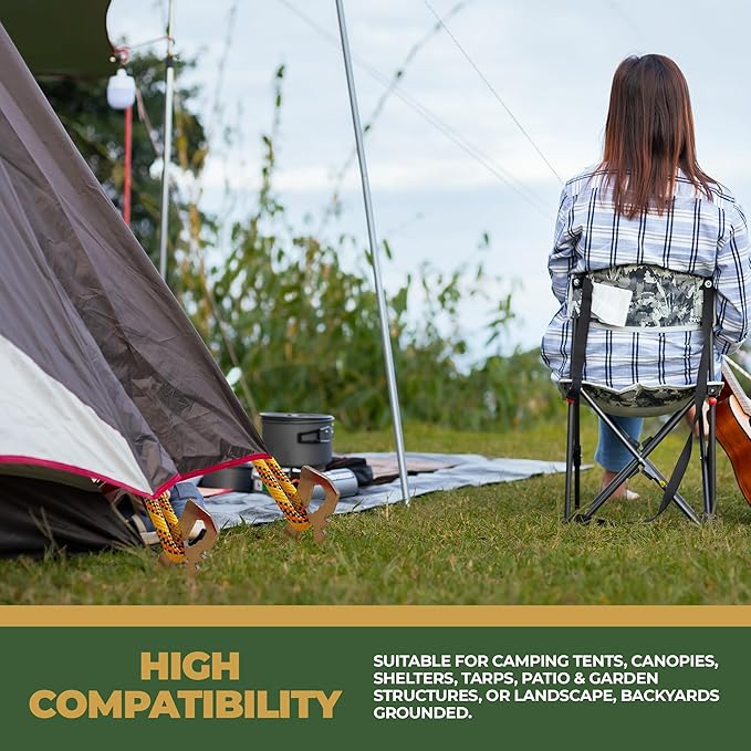 Camping Tent Stakes - Heavy Duty Tent Pegs Outdoor, Metal Tarp Spikes and Inflatable Tent Pole Pins 6 Pack