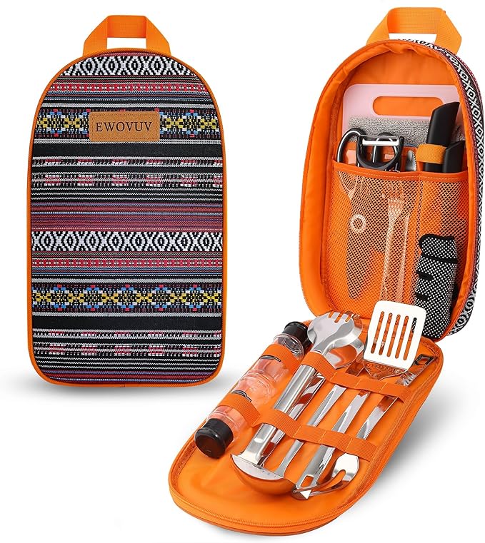 Camping Cooking Utensils Set- Camping Essentials Cookware Accessories Gear Must Haves Camper Tent Camp Kitchen Rv Gadgets Outdoor Stove Portable Picnic Gifts for Women BBQ Stuff