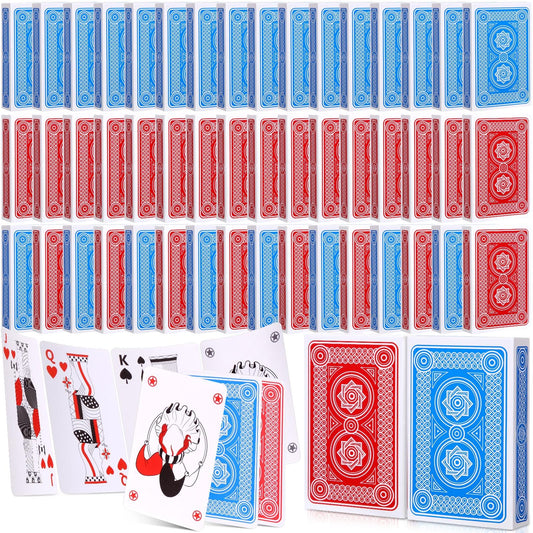 Zubebe 48 Pack Playing Cards Bulk Deck of Cards Standard Index Red and Blue Standard Playing Poker Size Travel Playing Item for Activities Party Supplies Games Novelty Gift