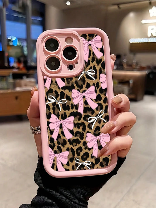 Leopard Print Bow Phone Case