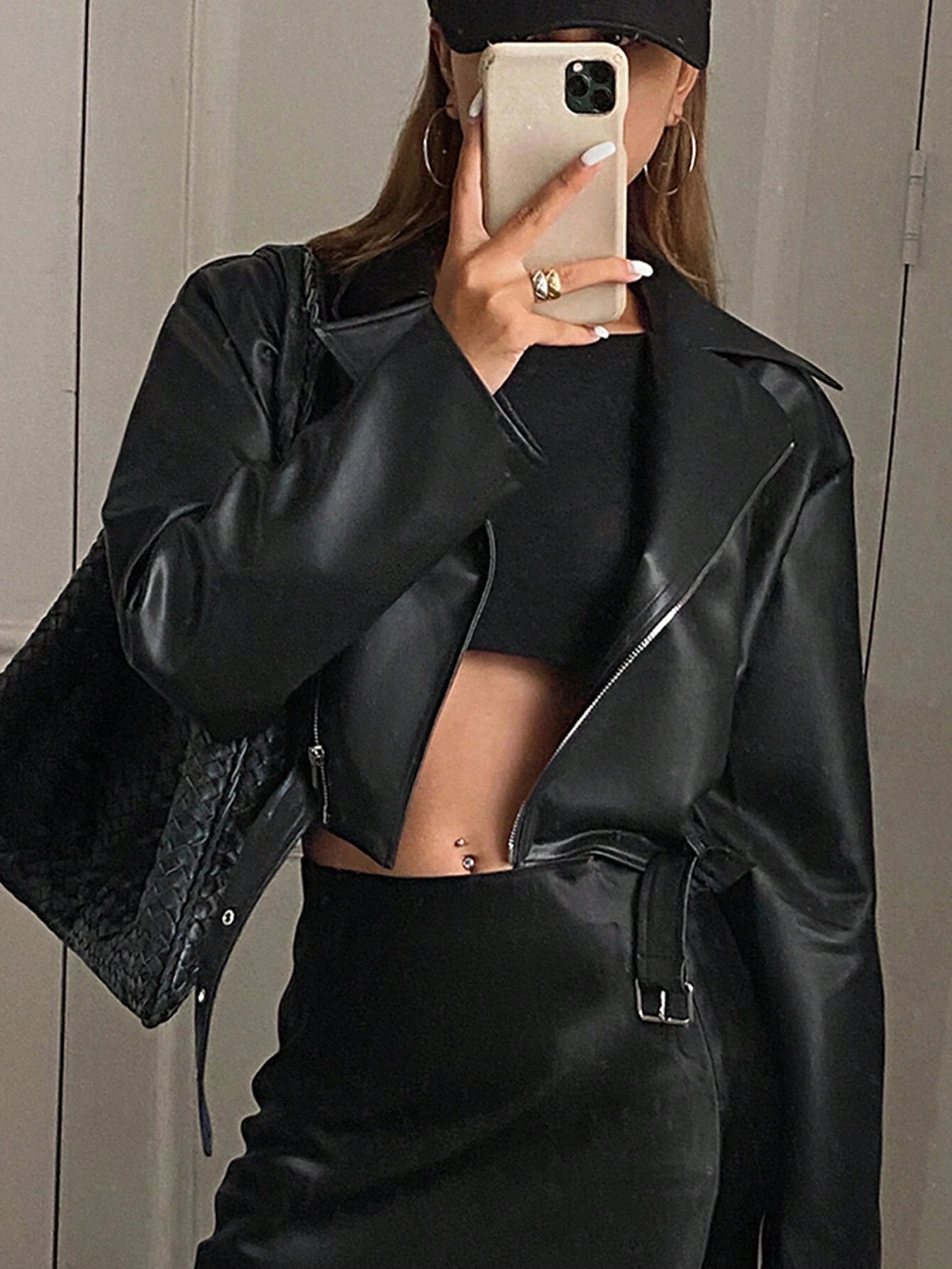 DAZY Women's Loose PU Leather Jacket