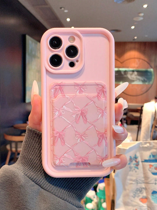 Pink Heart Card Slot iPhone Case