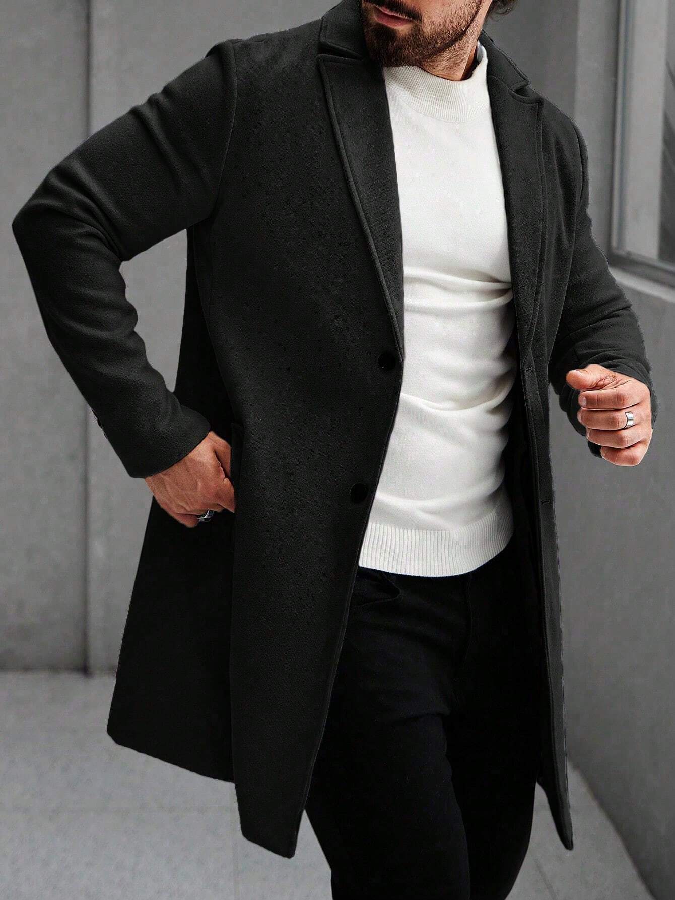 Manfinity Homme Men's Solid Overcoat