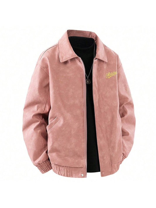 Men’s Embroidered Leather Flight Jacket