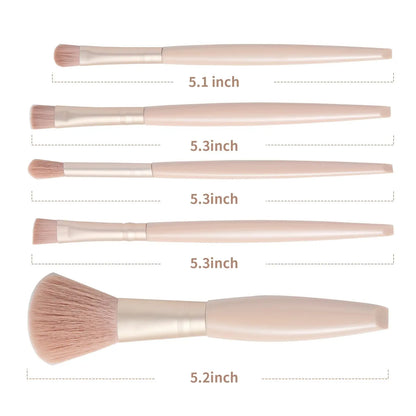 5pcs Mini Complete Function Cosmetic Brushes Kit ，Easy-taken Travel Makeup Brush Set, Two styles to choose from (with mirror)